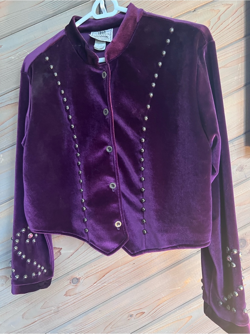 1849 Ranchwear Western Plum/Purple Velvet Studded Crop Jacket sz M